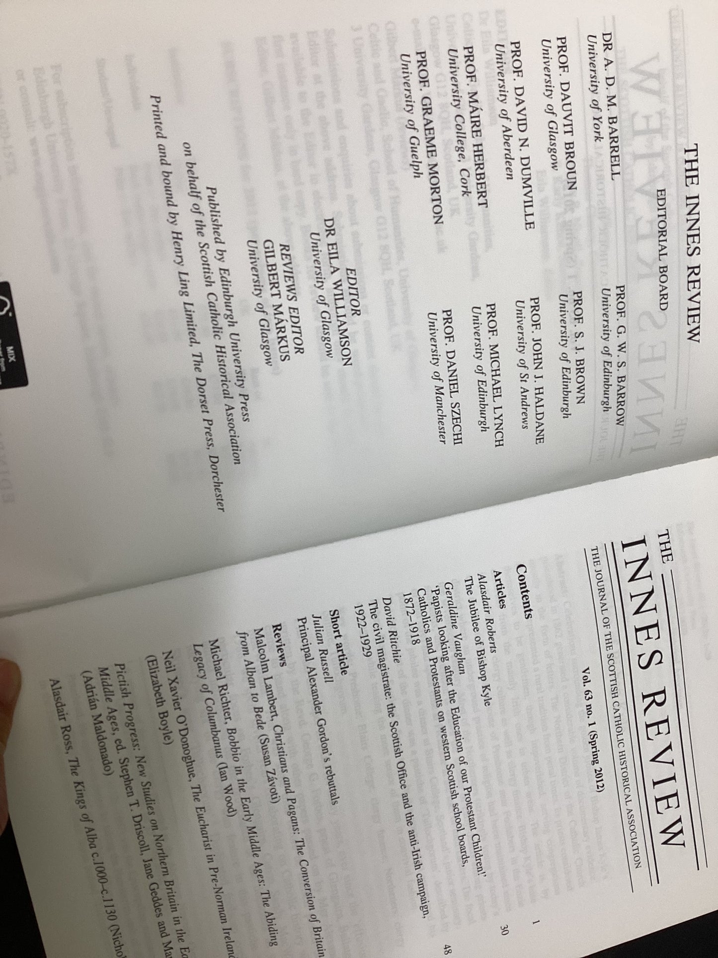 Innes Review – Volume 63, Issue 1