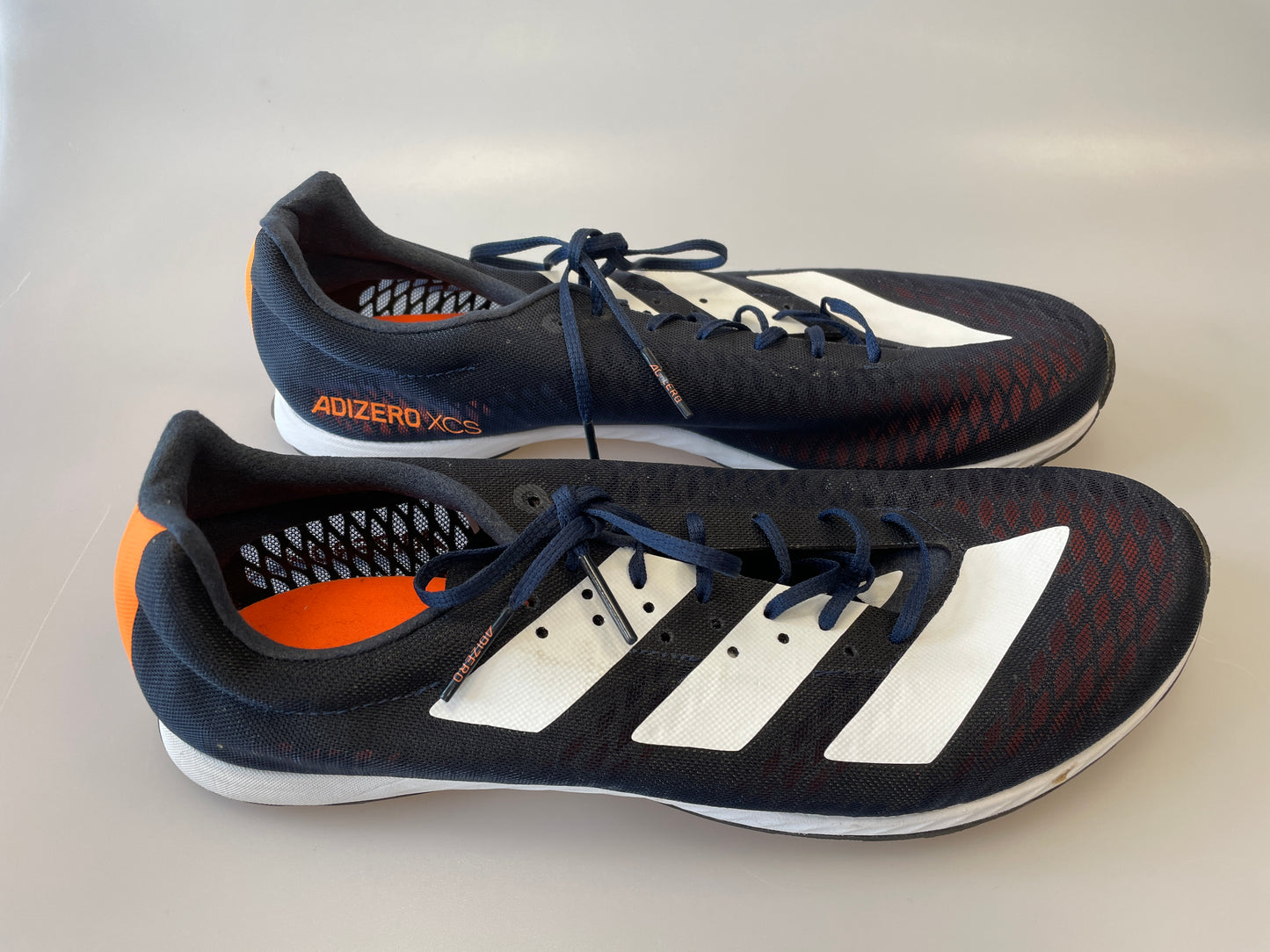 Adidas Adizero Navy, White & Orange Cross Country Running Shoes Spikes UK 9