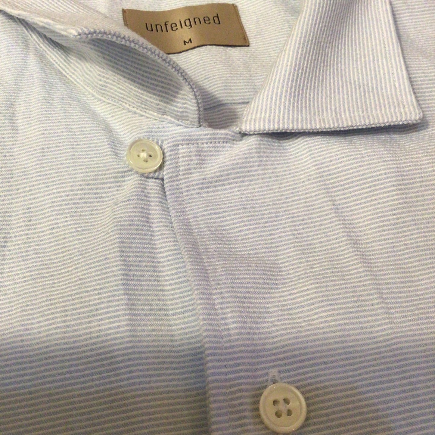 Unfeigned Light Blue Stripe Short Sleeve Shirt Size M