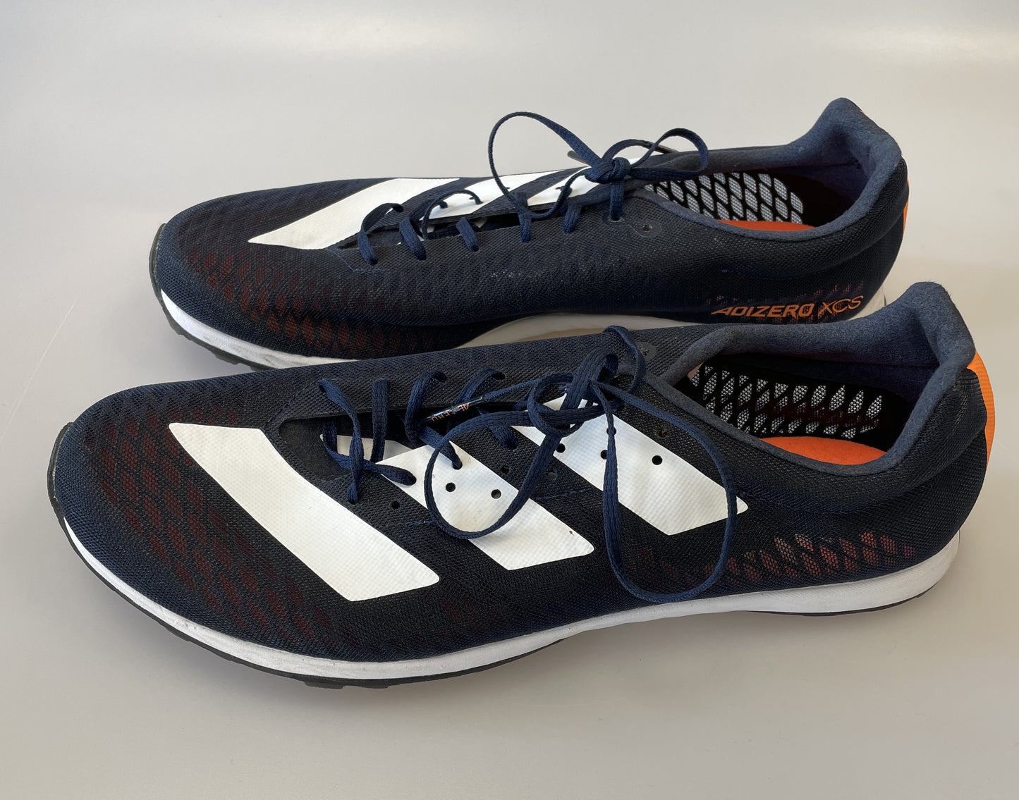 Adidas Adizero Navy, White & Orange Cross Country Running Shoes Spikes UK 9