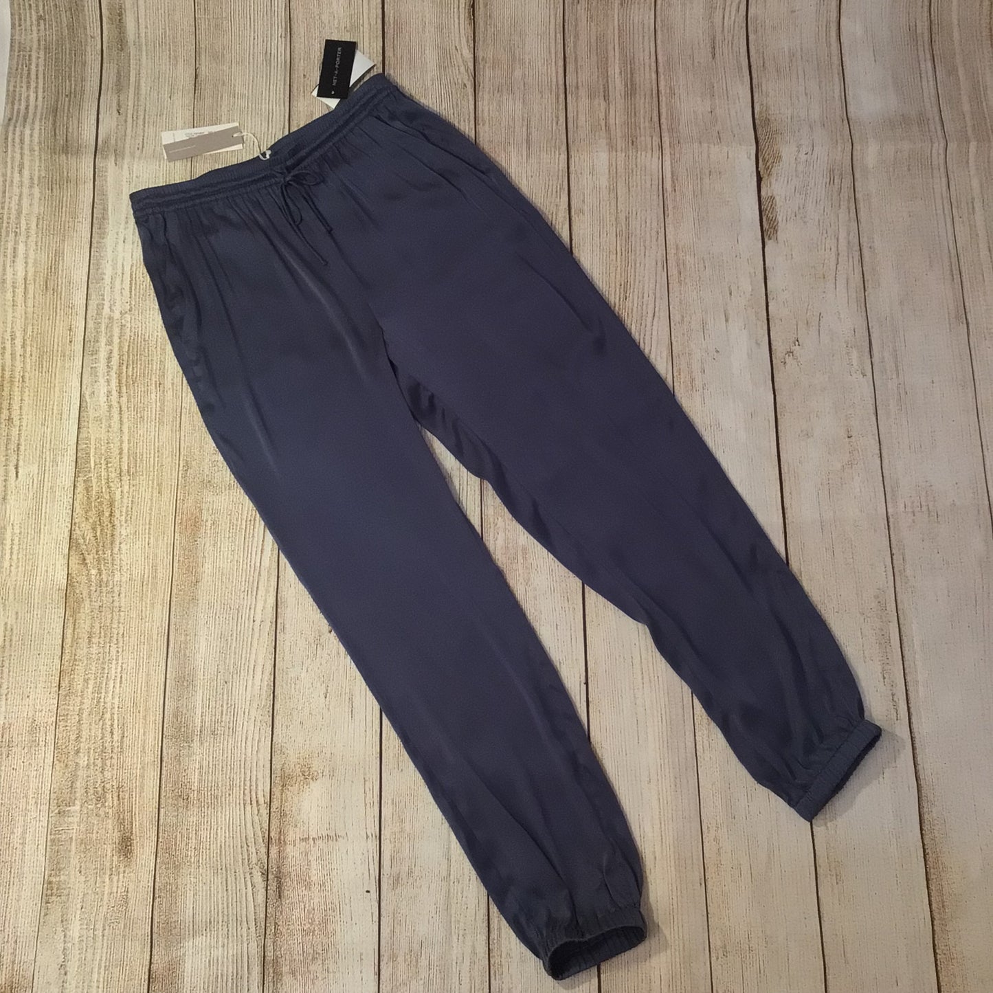 BNWT Skin Worldwide Flatiron Blue Grey Silk Blend Pyjama Trousers Size S (1 on label)