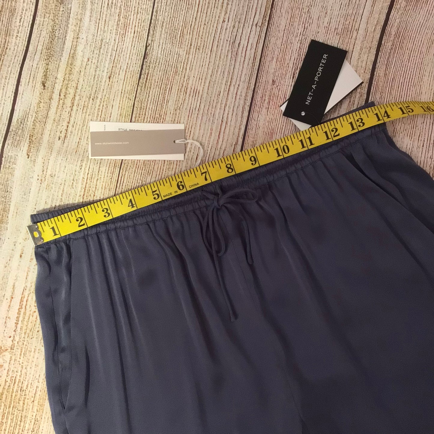 BNWT Skin Worldwide Flatiron Blue Grey Silk Blend Pyjama Trousers Size S (1 on label)