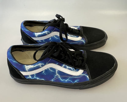 Vans New Old Skool Style Black Suede and Blue Fabric Trainers Size 9