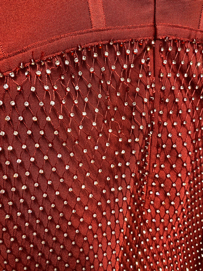 ASOS Tall Red Bandage Diamanté Midi Dress 14