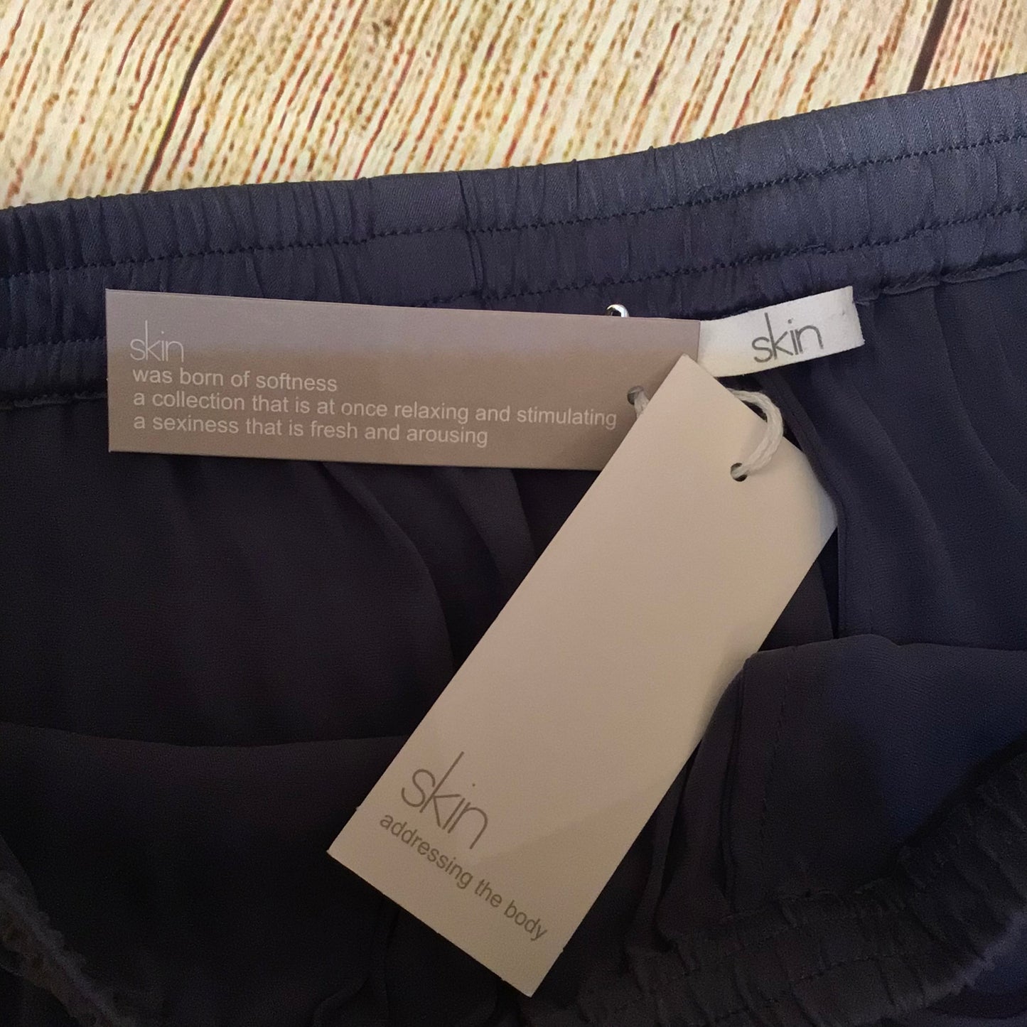 BNWT Skin Worldwide Flatiron Blue Grey Silk Blend Pyjama Trousers Size S (1 on label)