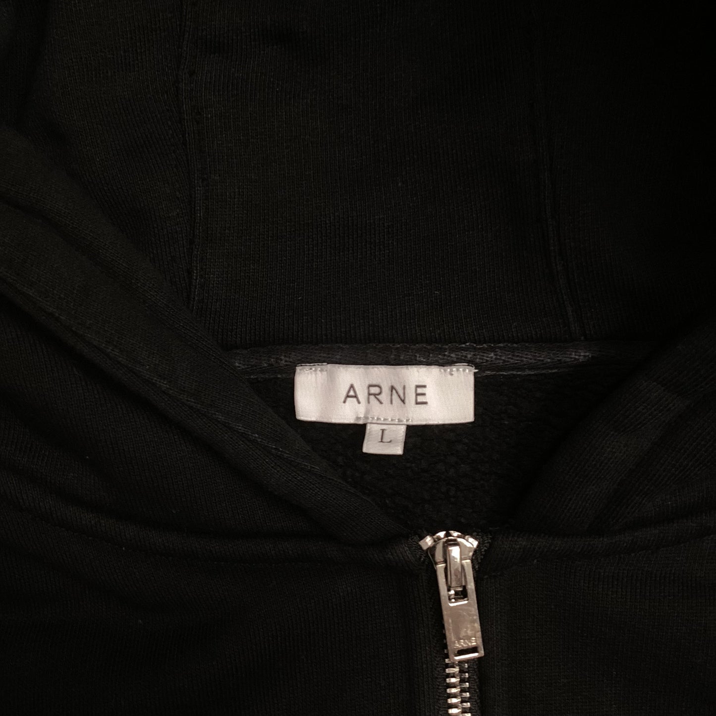 ARNE Black Cotton Zip Up Hoody Size L