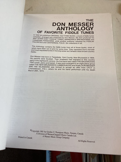The Don Messer Anthology  of Favourite Fiddle Tunes Thomson Music