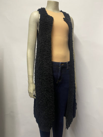 See By Chloe Black and Grey Mohair and Wool Blend Long Knitted Gilet 10