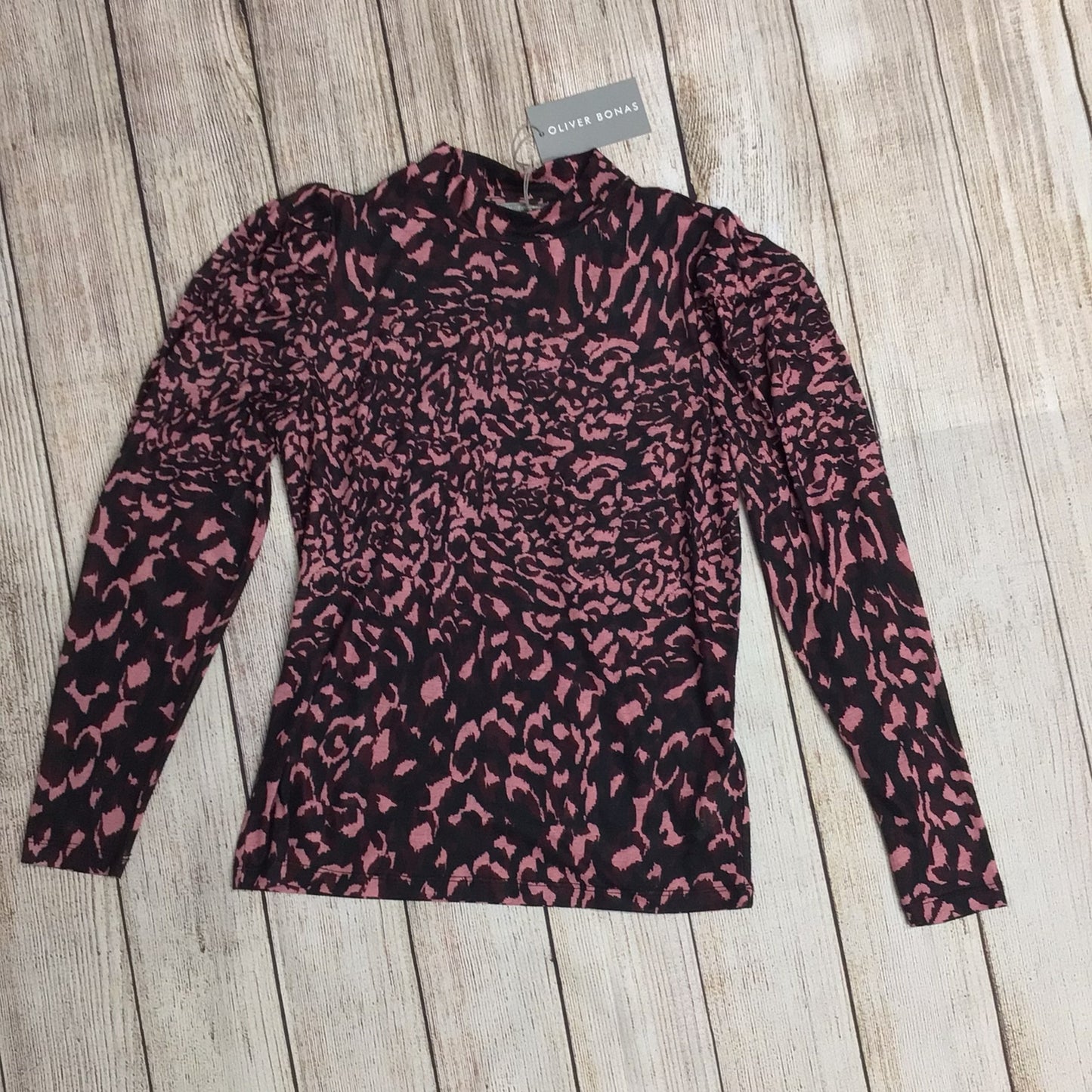 BNWT Oliver Bonas Pink/Purple Animal Print High Neck Top RRP £39.50 Size 10