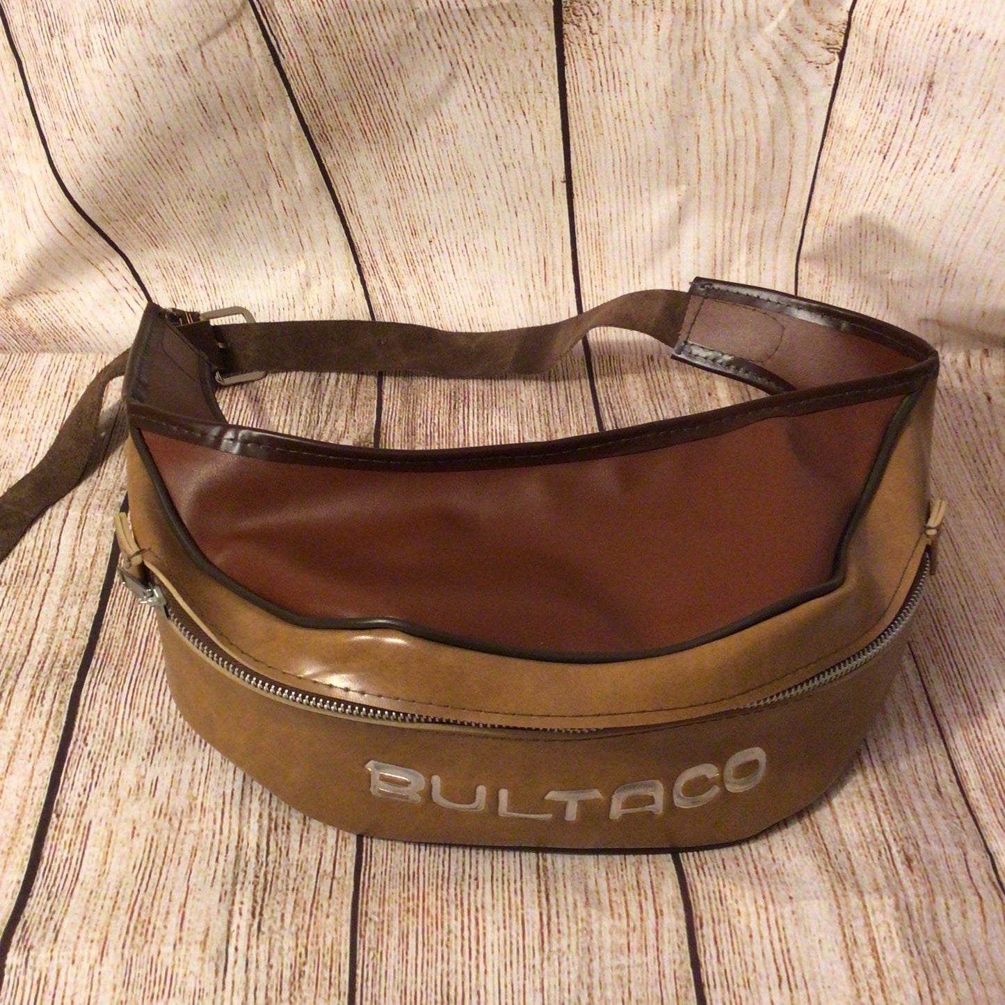 Vintage Bultaco Brown Leather Motorcycle Riding Bum Bag