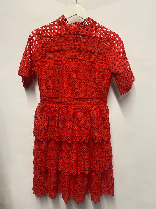 Coast Red Mixed Lace Tiered Mini Dress 10 BNWT