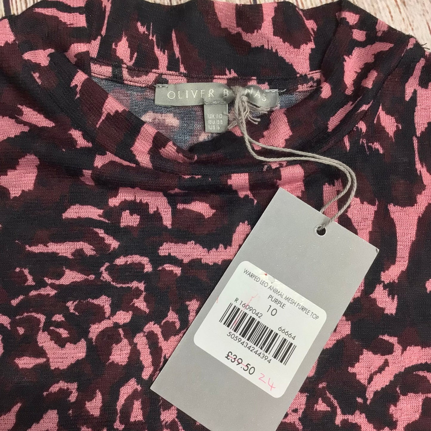 BNWT Oliver Bonas Pink/Purple Animal Print High Neck Top RRP £39.50 Size 10