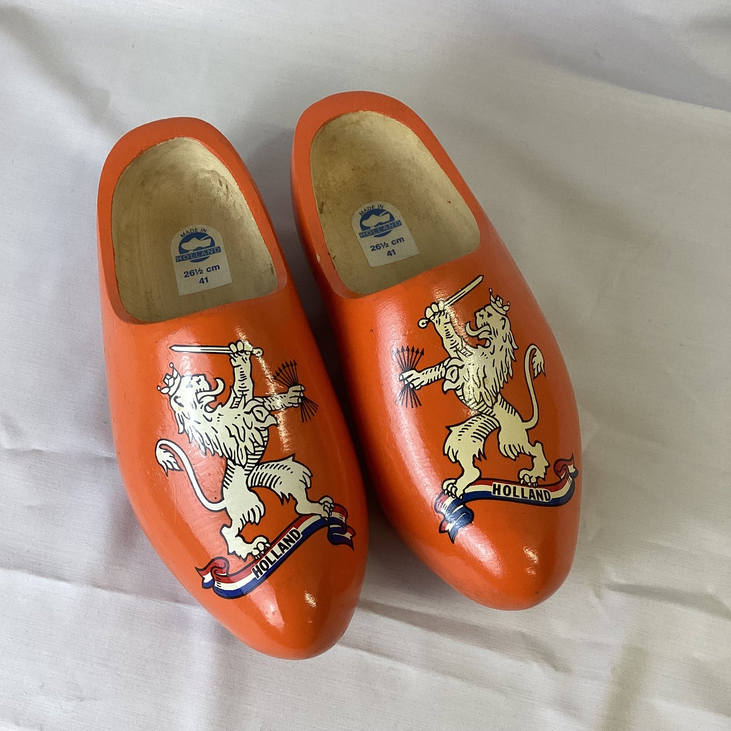 Holland Orange Painted Wooden Clogs Size EU41