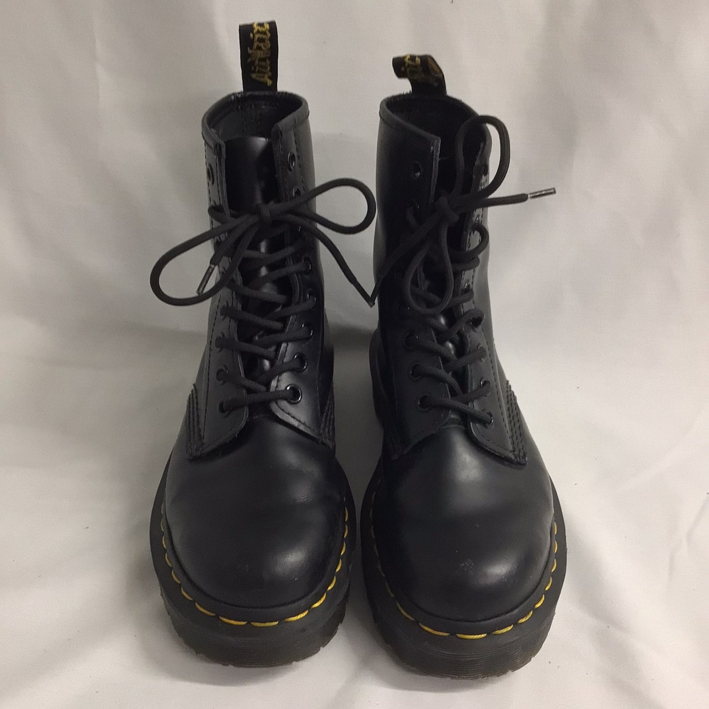 Dr Martens Black 25345 Smooth 8 Eyelet Chunky Boots Size 4 UK (37 EU)