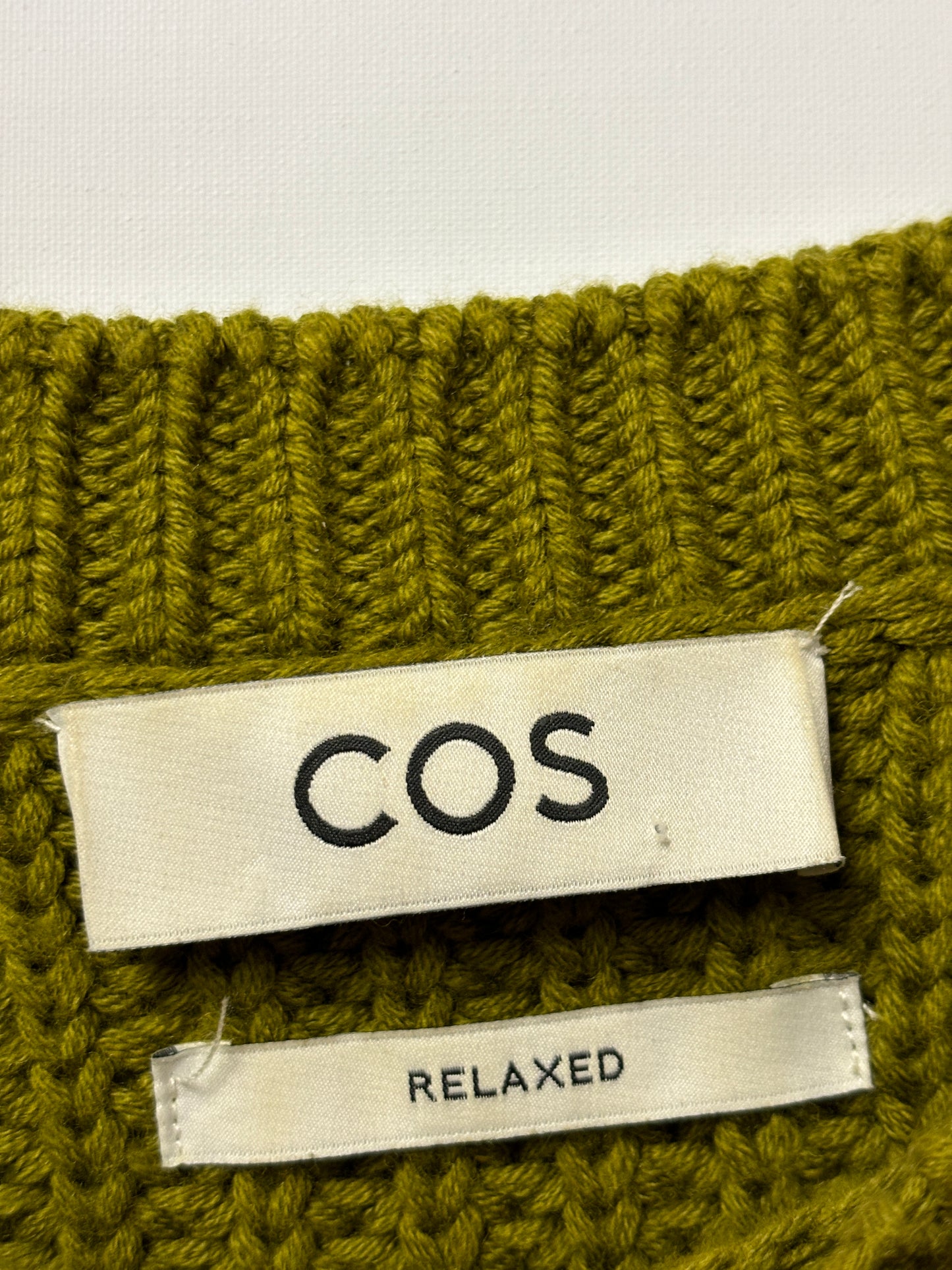 COS Green Cotton and Wool Jumper Large