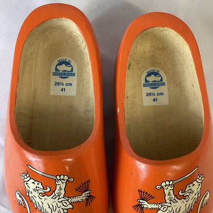 Holland Orange Painted Wooden Clogs Size EU41