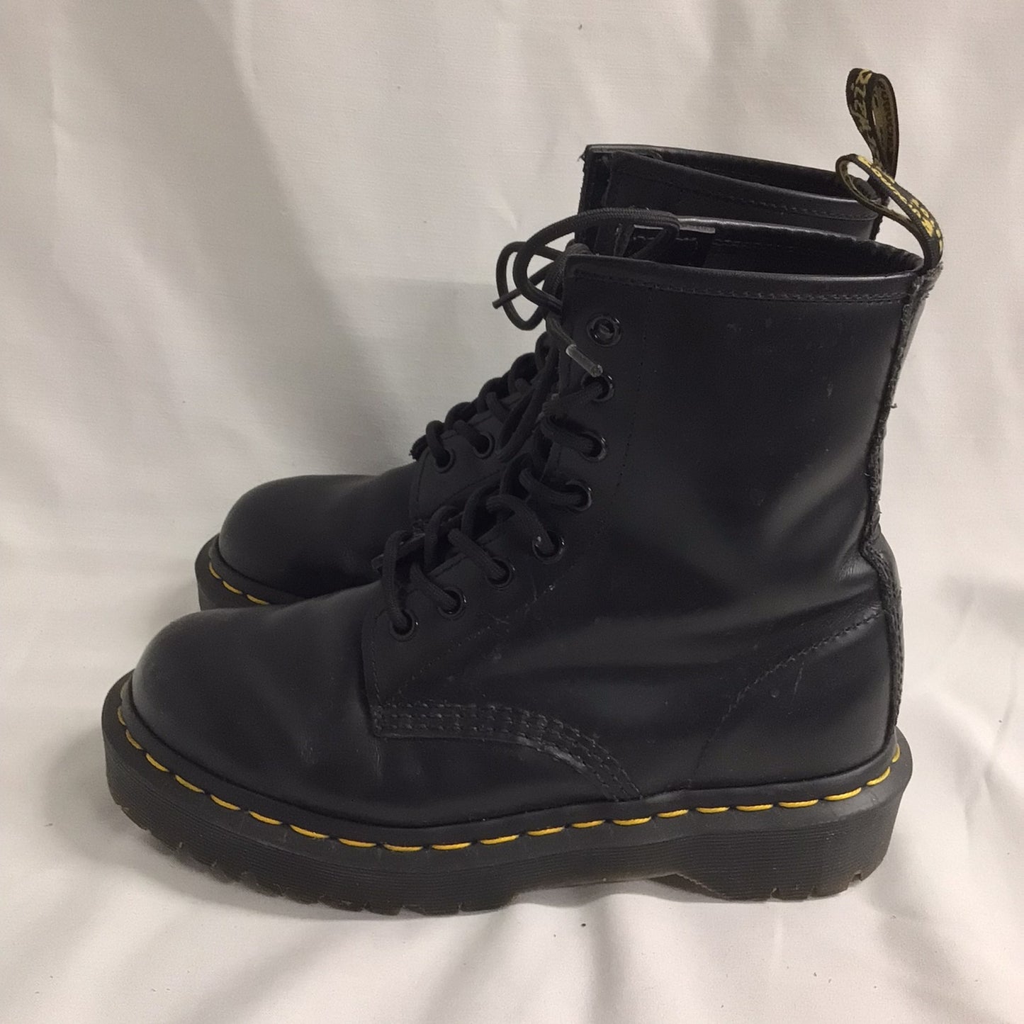 Dr Martens Black 25345 Smooth 8 Eyelet Chunky Boots Size 4 UK (37 EU)