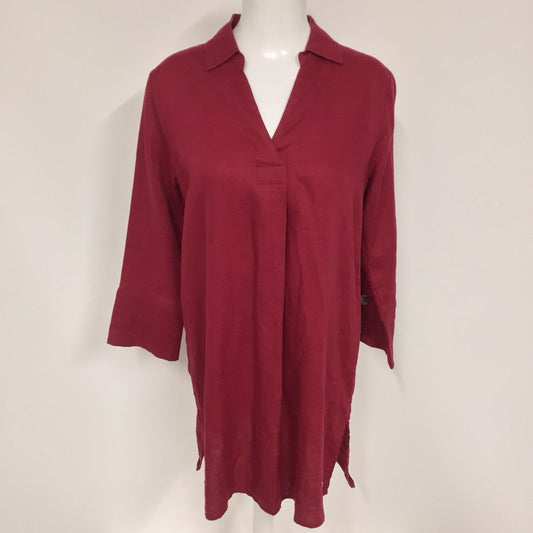 BNWT Yest Red Long Blouse 100% Linen RRP £64.95 Size 8