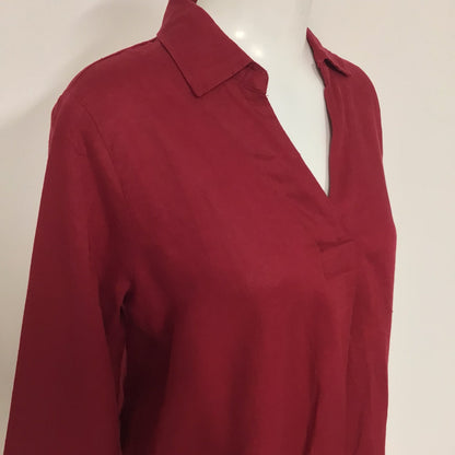 BNWT Yest Red Long Blouse 100% Linen RRP £64.95 Size 8