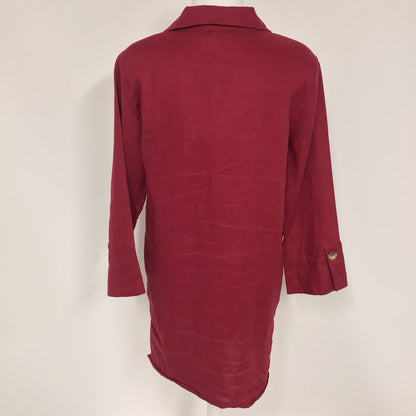 BNWT Yest Red Long Blouse 100% Linen RRP £64.95 Size 8