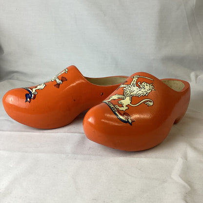 Holland Orange Painted Wooden Clogs Size EU41