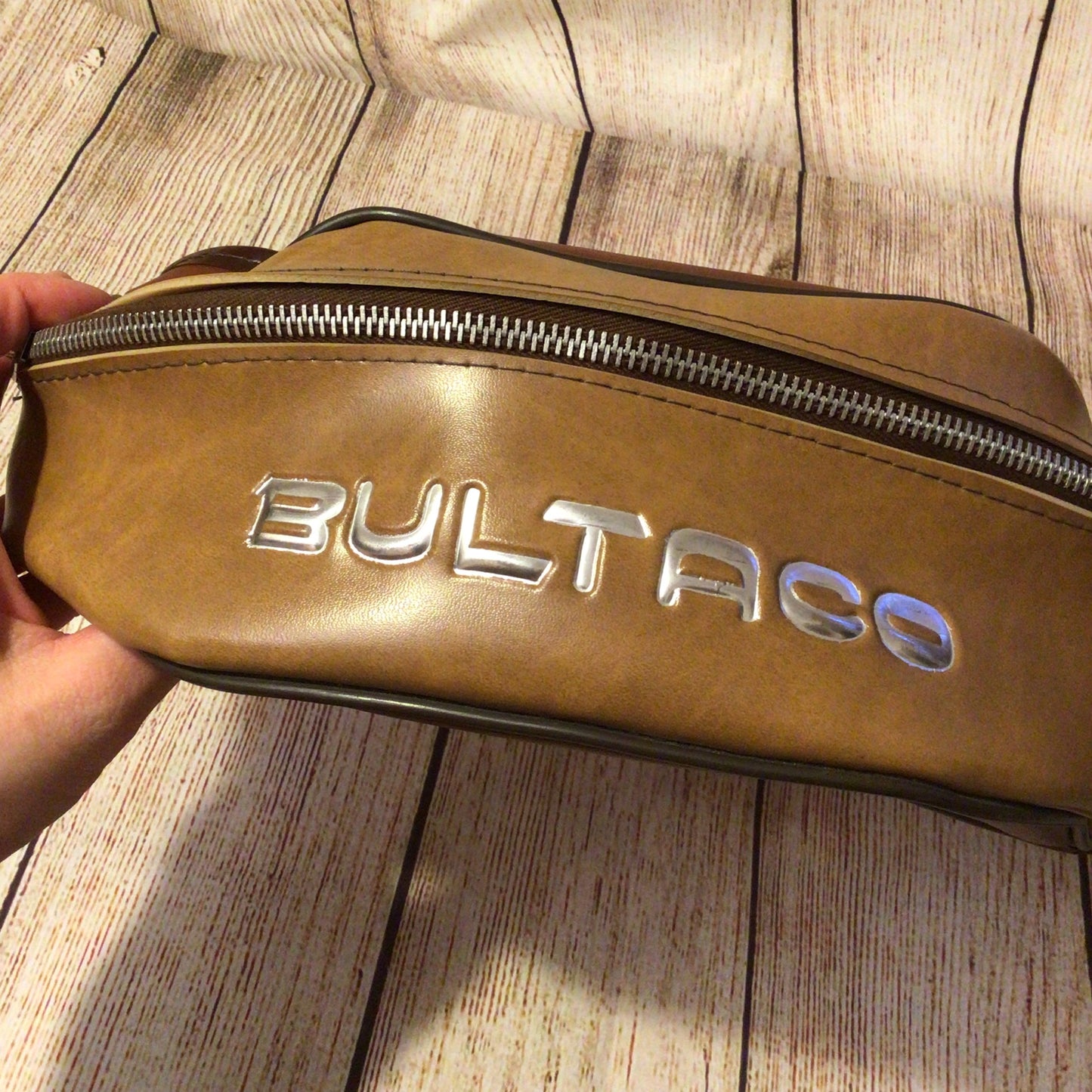 Vintage Bultaco Brown Leather Motorcycle Riding Bum Bag