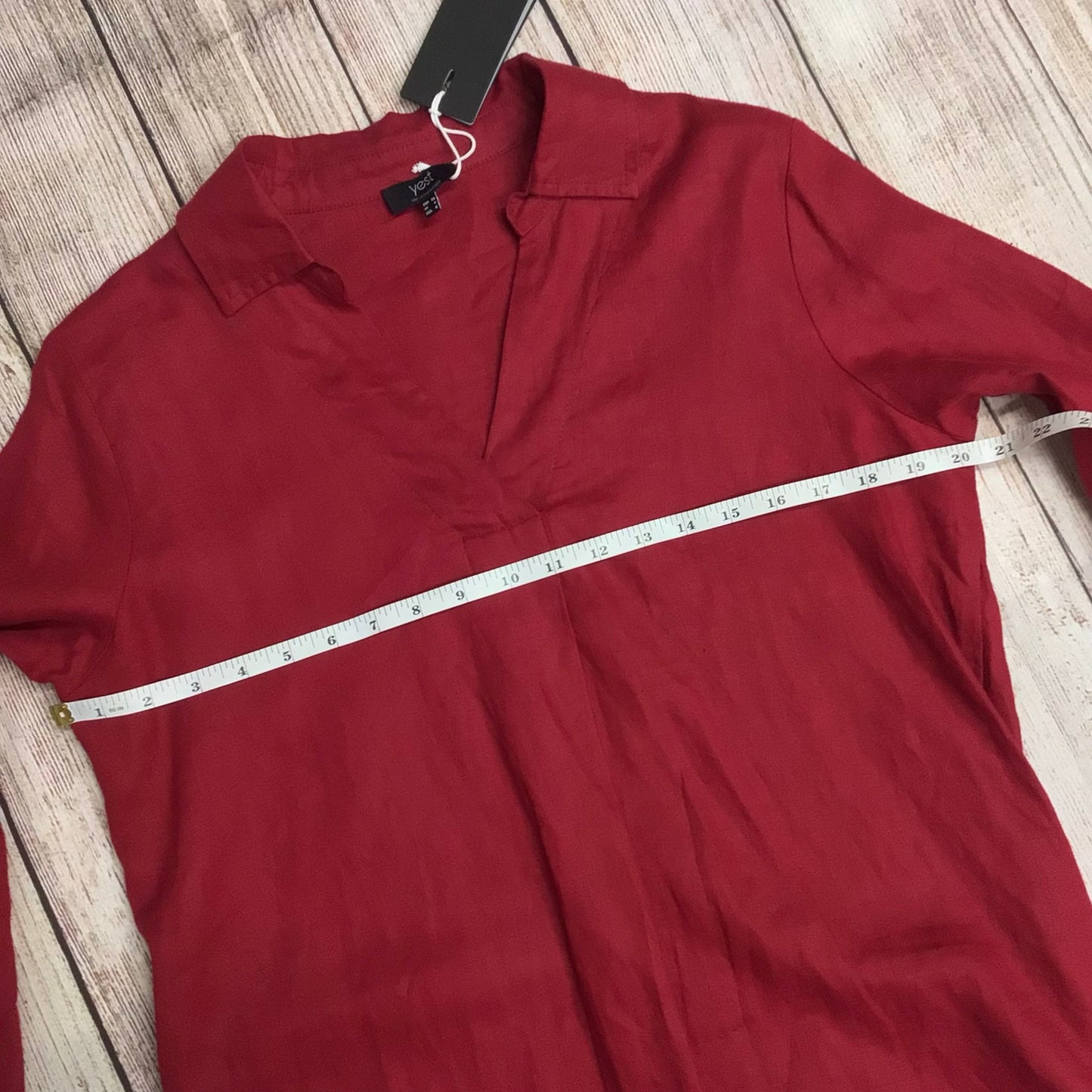 BNWT Yest Red Long Blouse 100% Linen RRP £64.95 Size 8