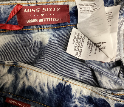 BNWT Miss Sixty Urban Outfitters Denim Tie-Dye Mini Skirt Size L
