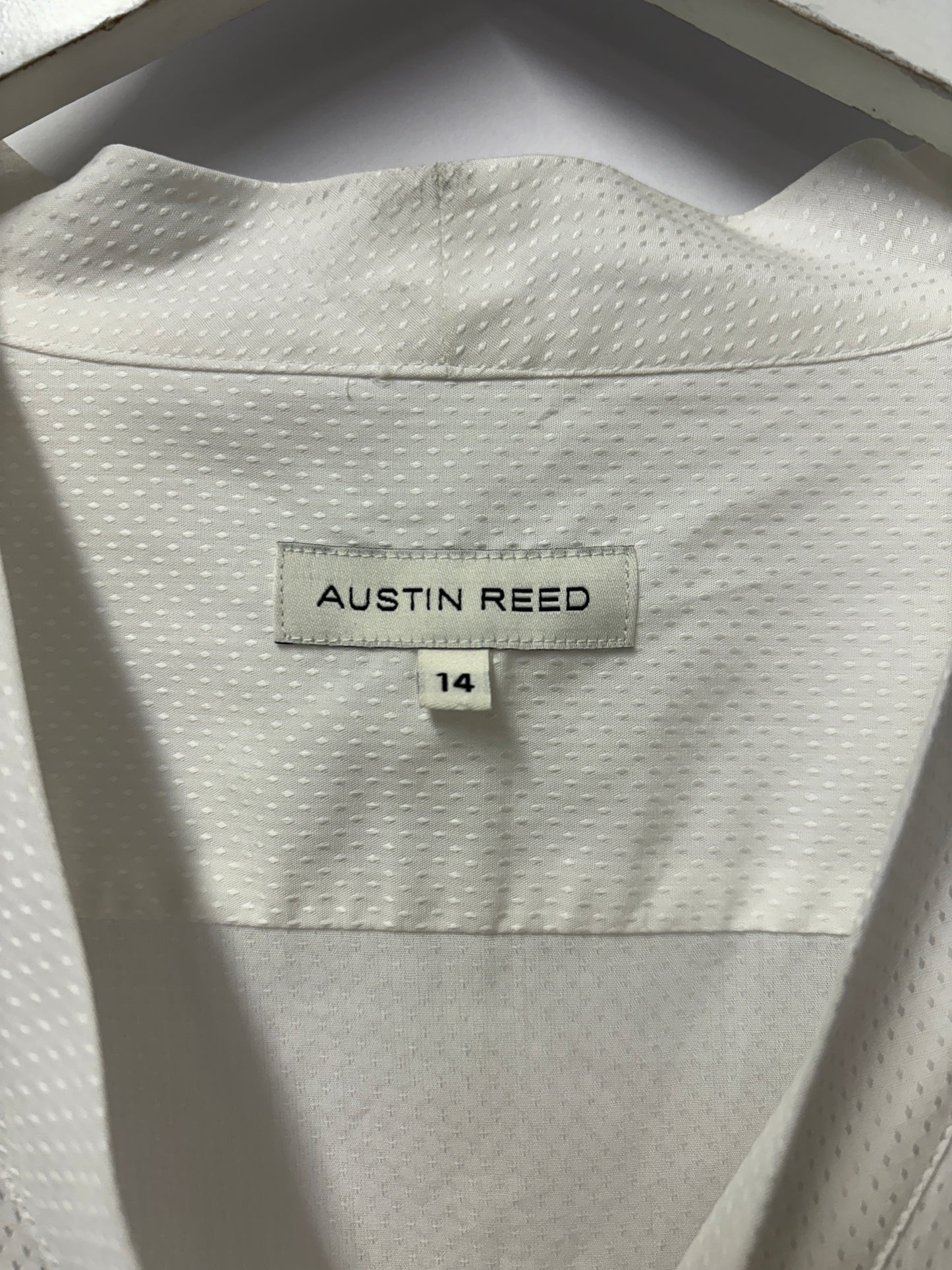 Austin Reed White Cotton Textured Long Sleeve Tie Shirt 14