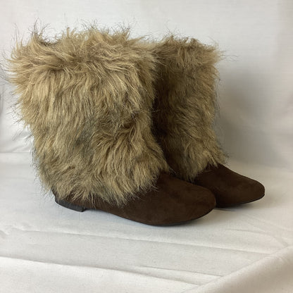 BNWT Brown Faux Fur Ankle Boots Size 4