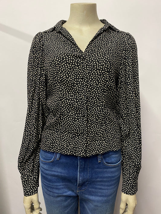 & Other Stories Black and White Viscose Polka Dot Blouse 6