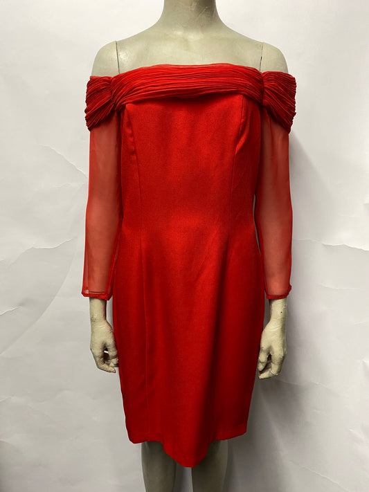 Hollywood Nites Red Off Shoulder Dress