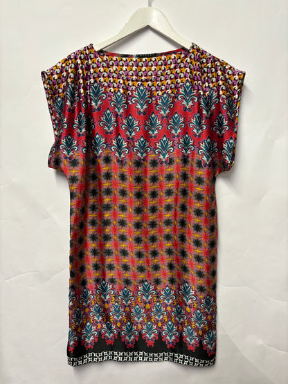 Sisley Multi-Coloured Silk Like Geometric Dress