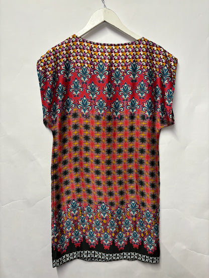 Sisley Multi-Coloured Silk Like Geometric Dress