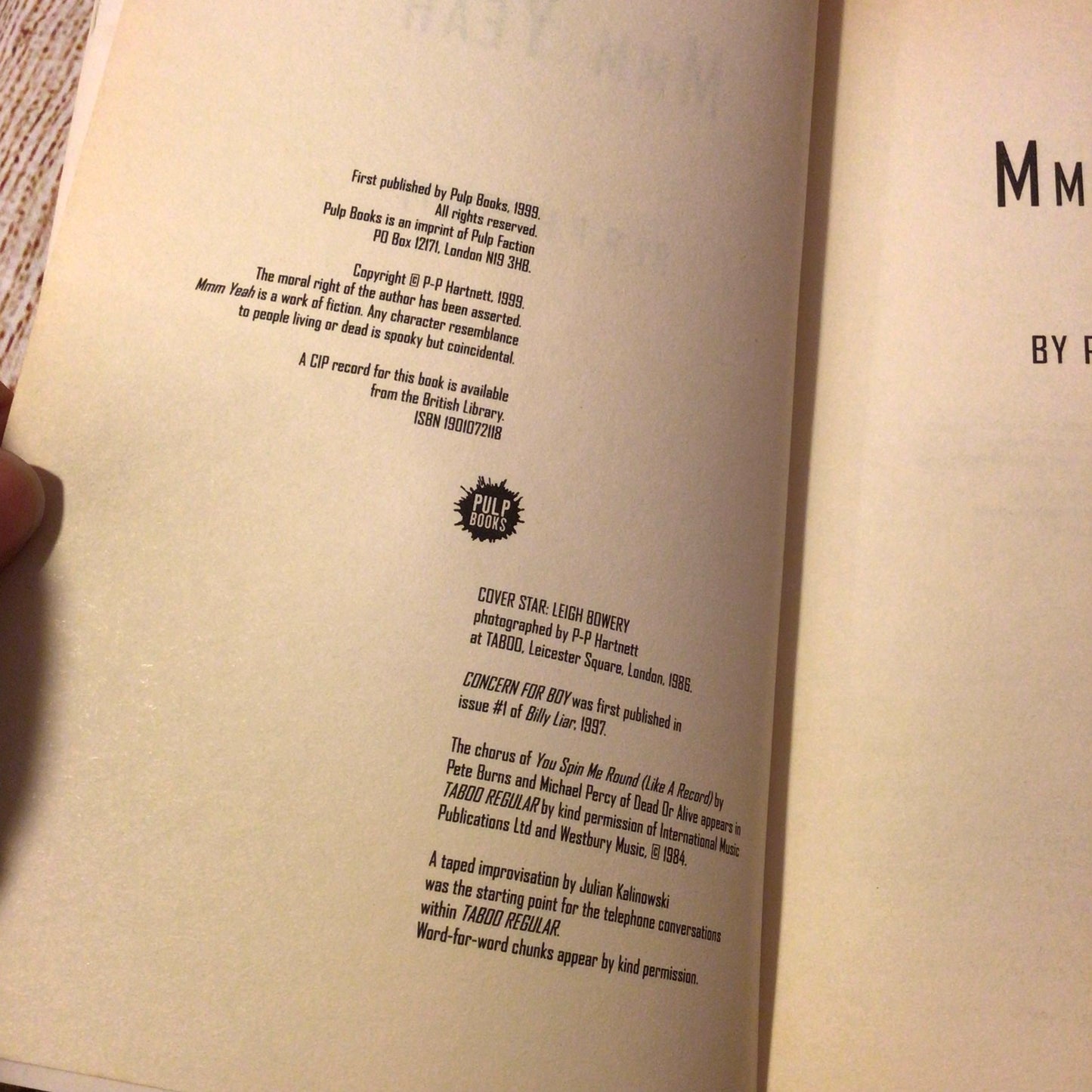Mmm Yeah by P.P. Hartnett (Signed Copy, Pulp Books, 1999)