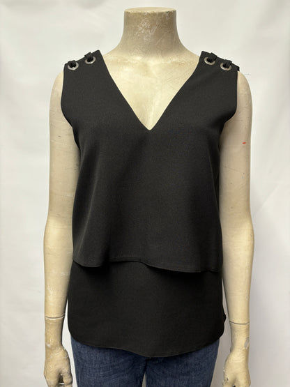 Lenny B Black Layered Sleeveless Top Small