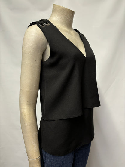 Lenny B Black Layered Sleeveless Top Small