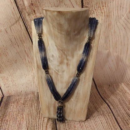 Blue Sapphire Multi Beaded 925 Hallmark Clasp Necklace