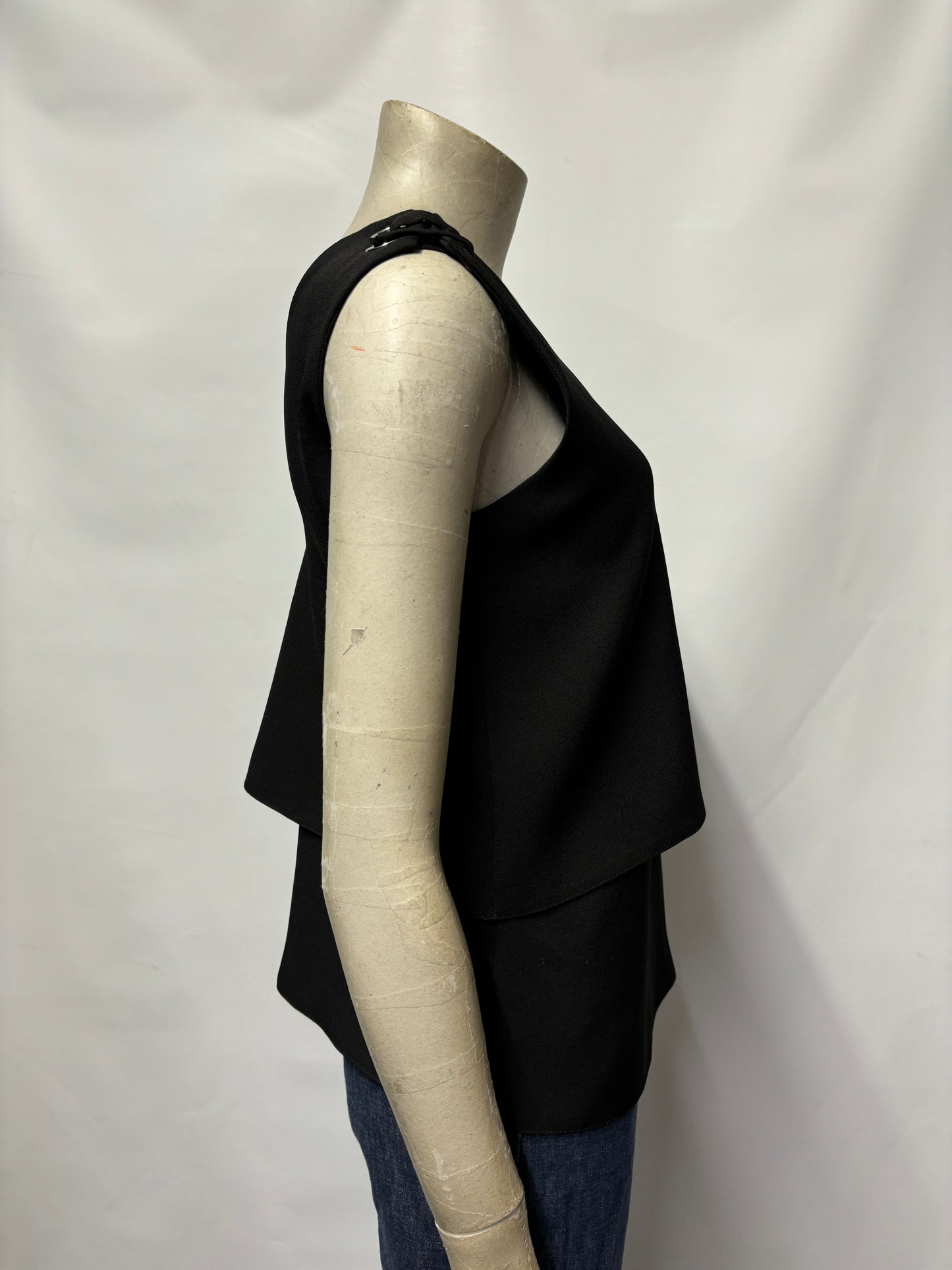 Lenny B Black Layered Sleeveless Top Small