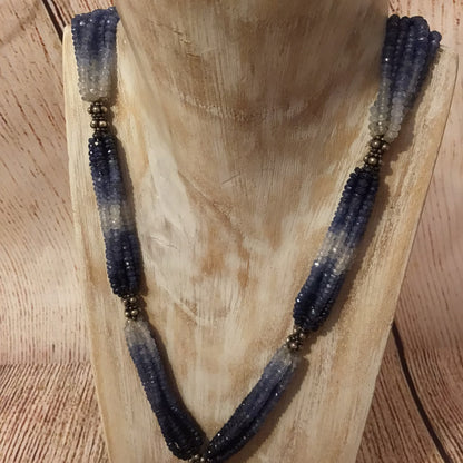 Blue Sapphire Multi Beaded 925 Hallmark Clasp Necklace