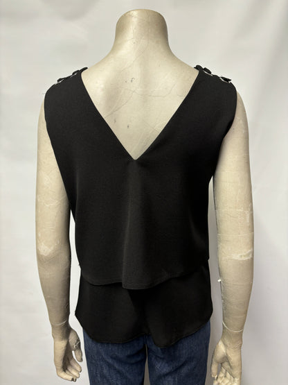 Lenny B Black Layered Sleeveless Top Small