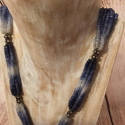 Blue Sapphire Multi Beaded 925 Hallmark Clasp Necklace
