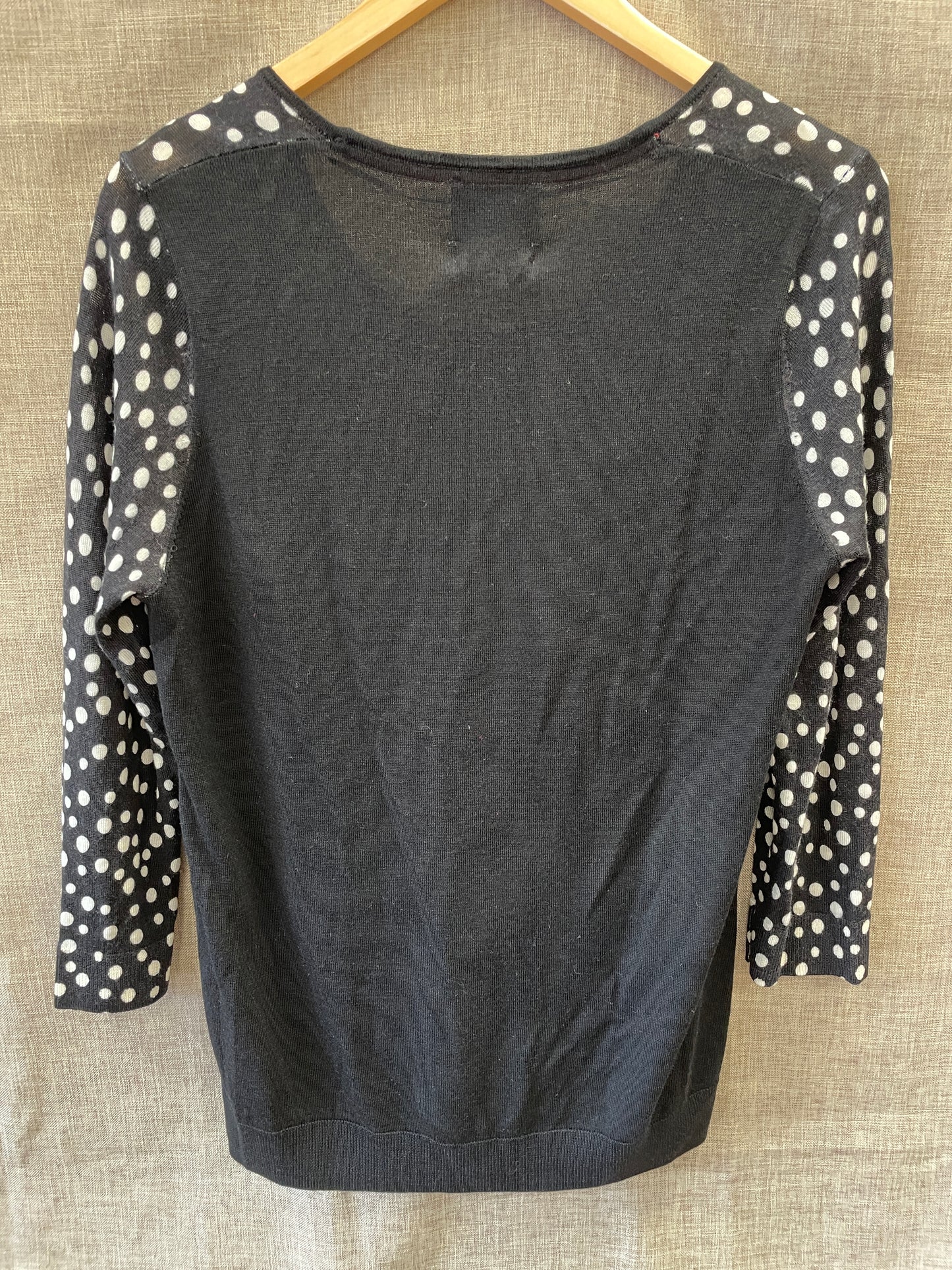 Antoni & Alison New with Tags Black Cream Spot Pure Merino Wool Jumper X Large