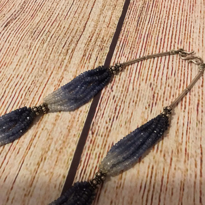 Blue Sapphire Multi Beaded 925 Hallmark Clasp Necklace