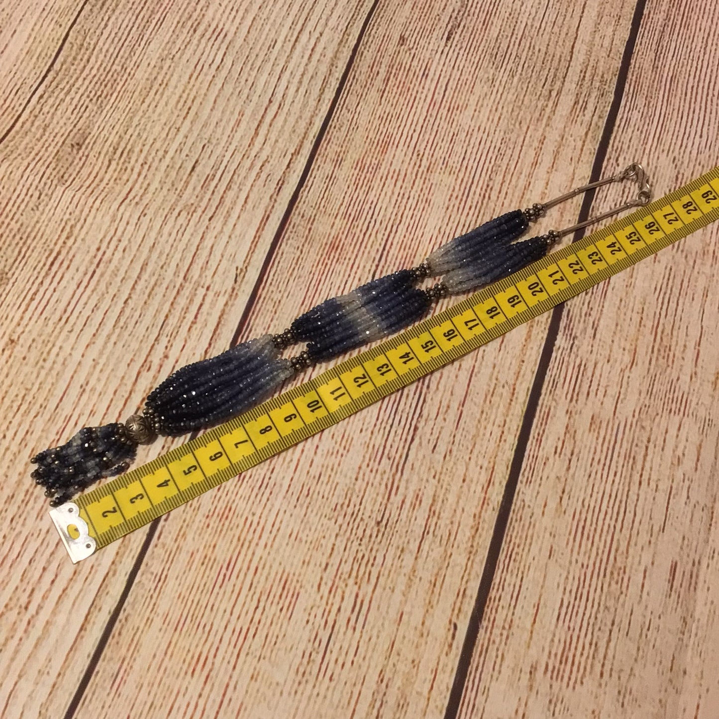 Blue Sapphire Multi Beaded 925 Hallmark Clasp Necklace