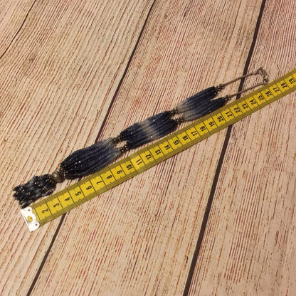 Blue Sapphire Multi Beaded 925 Hallmark Clasp Necklace