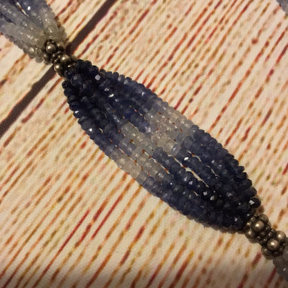 Blue Sapphire Multi Beaded 925 Hallmark Clasp Necklace