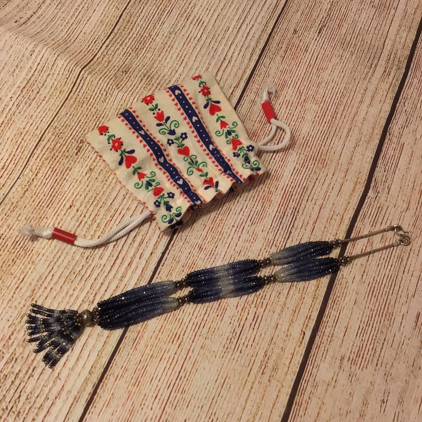 Blue Sapphire Multi Beaded 925 Hallmark Clasp Necklace