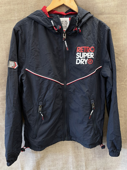 Superdry Retro Sport Navy Lightweight Jacket with Hood Medium