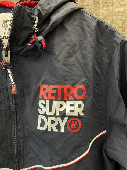 Superdry Retro Sport Navy Lightweight Jacket with Hood Medium